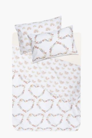 Polycotton 132 Thread Count Amina Hearts Reversible Duvet Cover Set