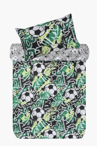 Polycotton 132 Thread Count Hall Soccer Reversible Duvet Cover Set