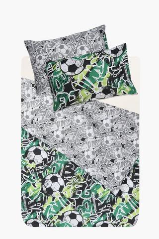 Polycotton 132 Thread Count Hall Soccer Reversible Duvet Cover Set