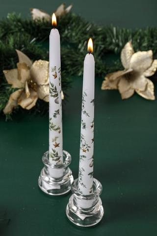2 Pack Leaf Dinner Candles, 25cm