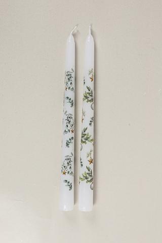 2 Pack Leaf Dinner Candles, 25cm