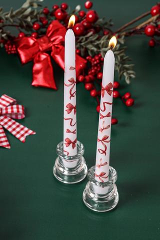 2 Pack Bows Dinner Candles, 25cm