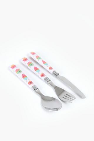 3 Piece Cupcakes Cutlery Set