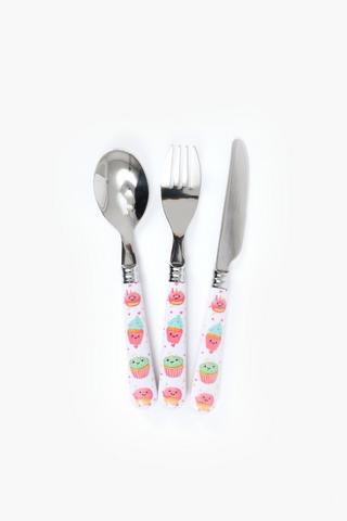 3 Piece Cupcakes Cutlery Set