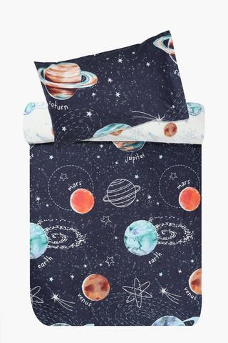 Soft Touch Glow Maclear Space Reversible Duvet Cover Set
