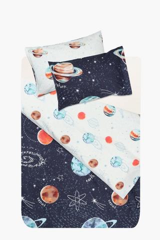 Soft Touch Glow Maclear Space Reversible Duvet Cover Set