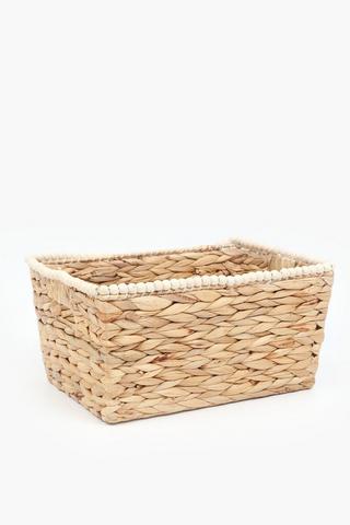 Hyacinth Utility Basket With Beadwork, Medium