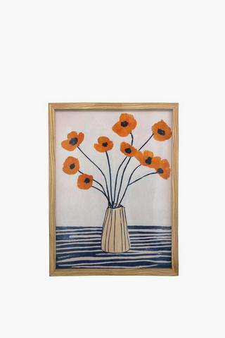 Framed Poppies Vase Canvas, 30x40cm