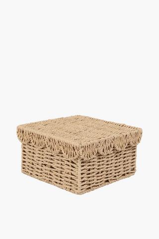Scallop Paper Straw Utility Basket With Lid, Medium