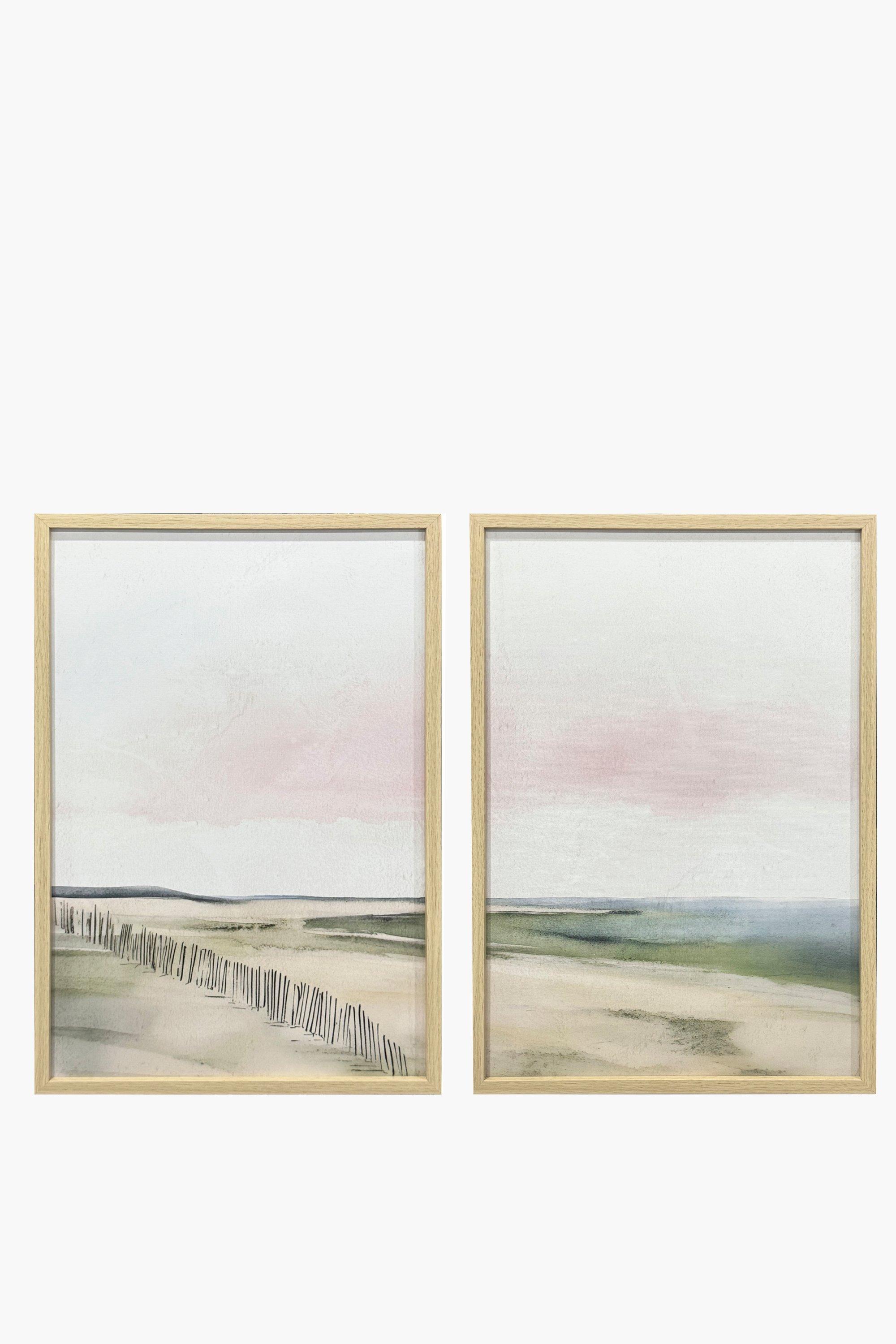 Framed Pink Canvas Art - 40cm x 40cm with Sea Wood Finish main image 1