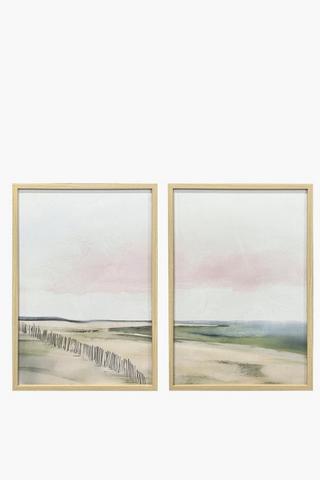 2 Pack Framed Seascape Canvas, 40x60cm