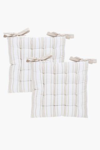 2 Pack Cabana Stripe Chairpad, 40x40cm