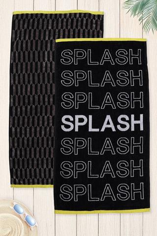 2 Pack Cotton Script Beach Towels, 70x130cm