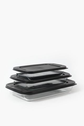 3 Pack Glass Roasters With Lid