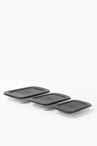 3 Pack Glass Roasters With Lid