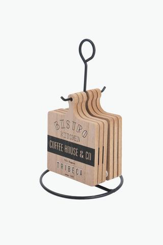 Wooden Coasters With Metal Stand