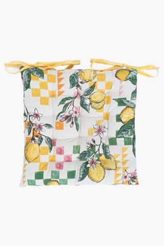 Printed Cambria Lemon Chairpad, 40x40cm