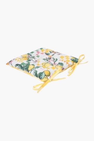 Printed Cambria Lemon Chairpad, 40x40cm