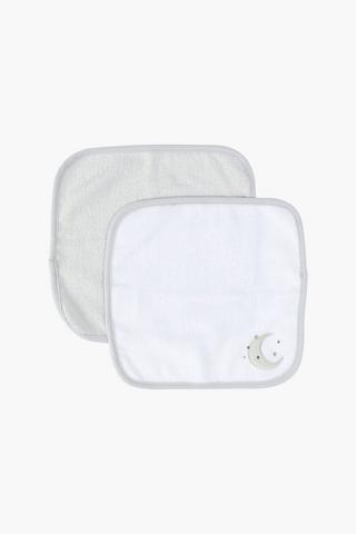 2 Pack Moon And Stars Face Cloth