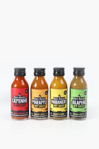 4 Pack Mini Black Mamba Hot Sauce's, 50ml