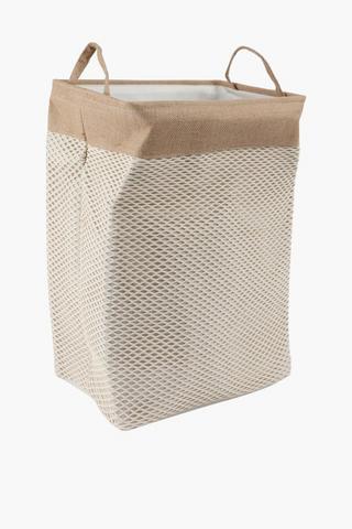 Jute And Cotton Knock Down Laundry Basket
