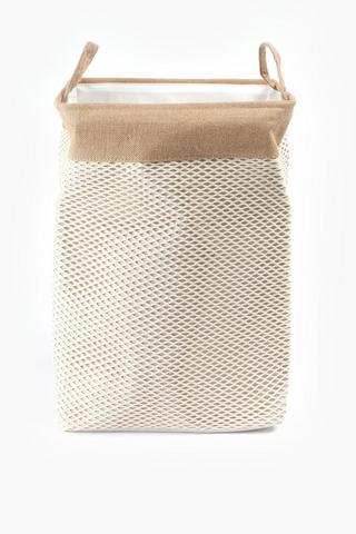 Jute And Cotton Knock Down Laundry Basket