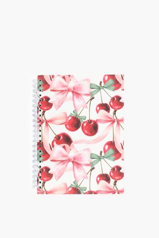 Cherries And Ribbons A4 Spiral Notebook
