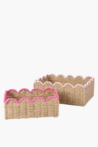 Paper Weave Scalloped Basket Large, 25x35cm