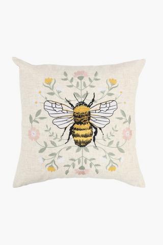 Embroidered Bulwer Bee Scatter Cushion, 50x50cm