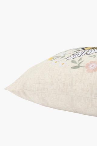 Embroidered Bulwer Bee Scatter Cushion, 50x50cm