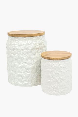 Large Embroidered Flower Canister