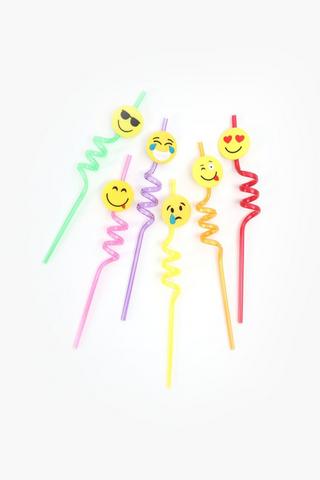 6 Piece Smiley Emoji Straws