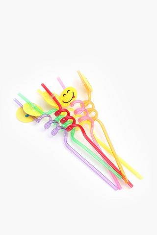 6 Piece Smiley Emoji Straws