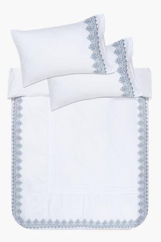 Soft Touch Embroidered Border Pleat Duvet Cover Set