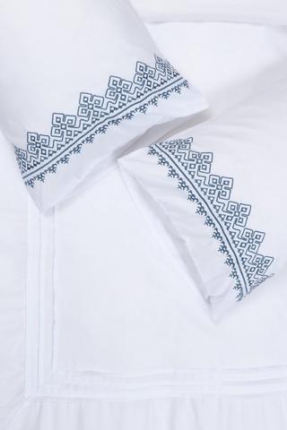 Soft Touch Embroidered Border Pleat Duvet Cover Set