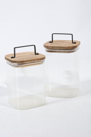 Small Ribbed Acacia Storage Jar