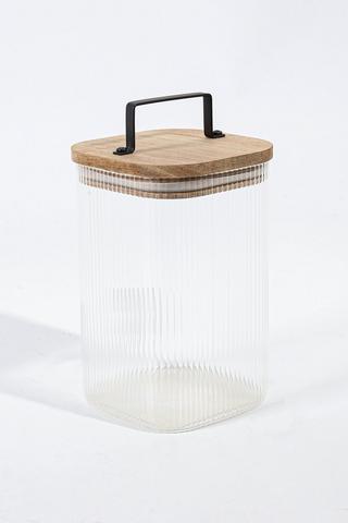 Medium Ribbed Acacia Storage Jar