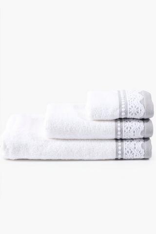 3 Pack Cotton Lace Trim Multi Towel Set