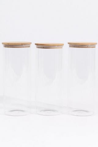 Set Of 3 Glass Jar With Bamboo Lid