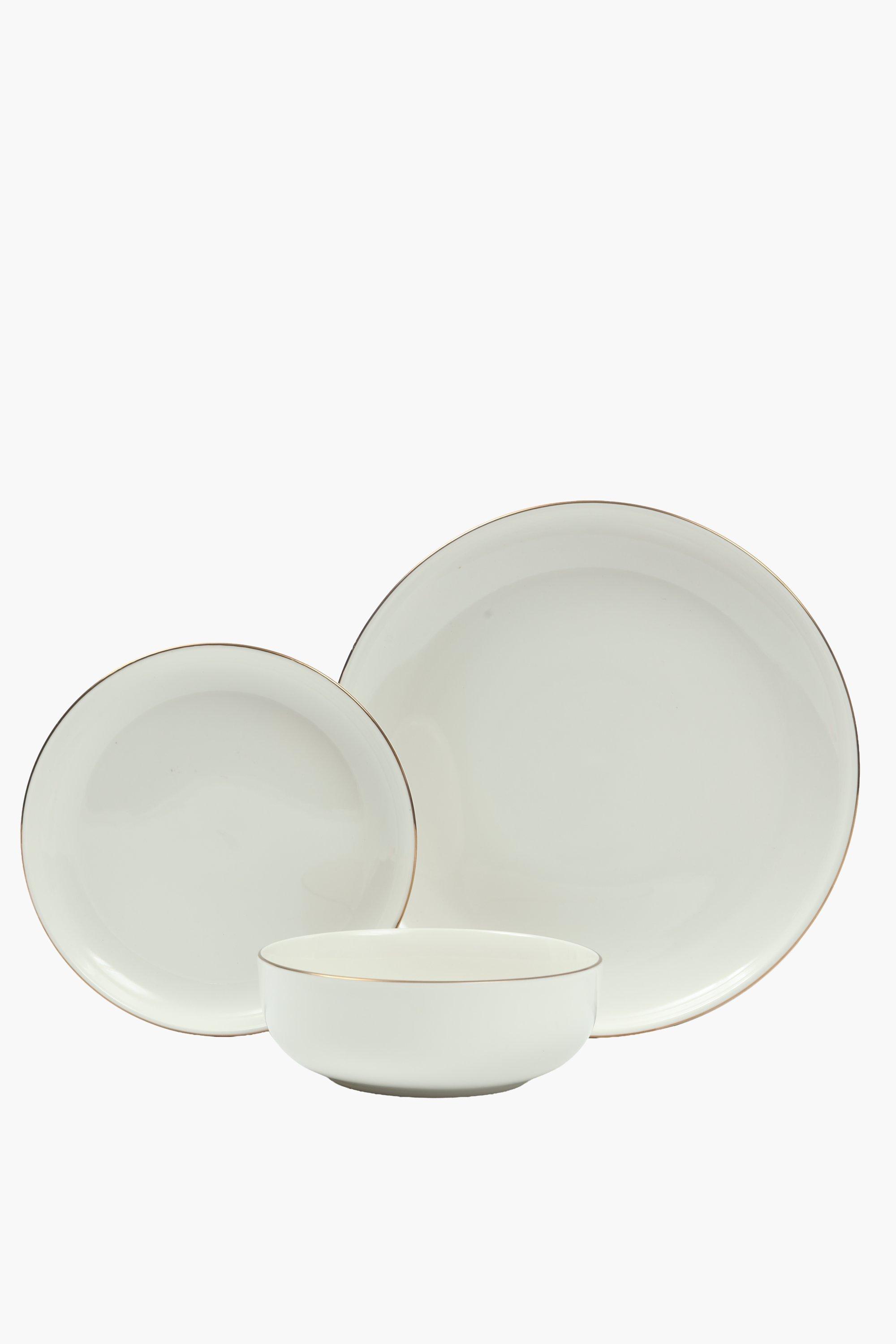12 Piece Metallic Rim Porcelain Dinner Set