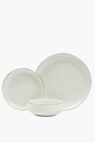 12 Piece Metallic Rim Porcelain Dinner Set