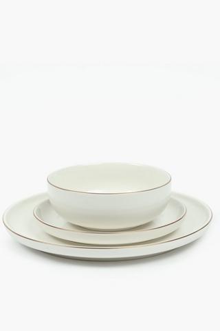 12 Piece Metallic Rim Porcelain Dinner Set