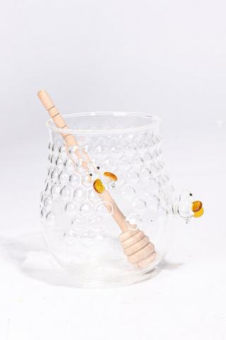 Bee Honey Jar With Dipper