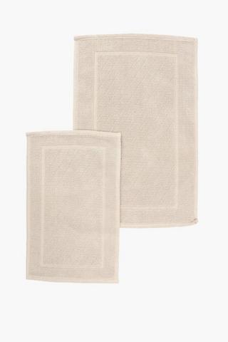 2 Piece Geometric Jacquard Bath Mat Set