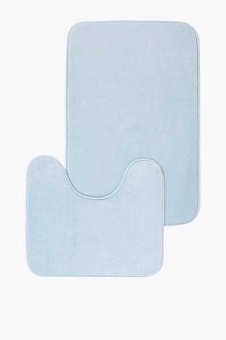 2 Piece Plain Memory Foam Bath Mat Set