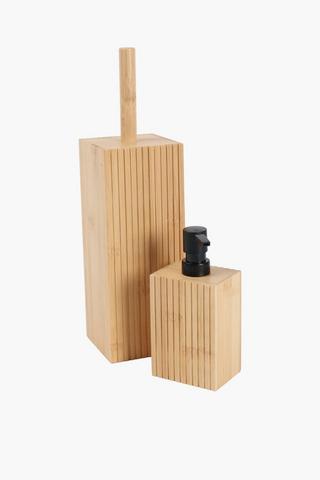 Ribbed Bamboo Toilet Brush Set