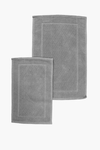 2 Piece Jacquard Cotton Geometric Bath Mat Set
