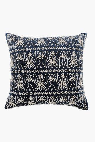 Embroidered India Feather Filled Scatter Cushion, 60x60cm