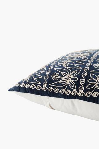 Embroidered India Feather Filled Scatter Cushion, 60x60cm