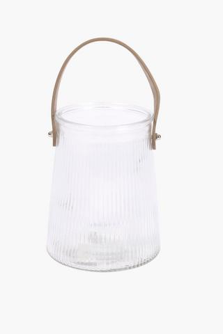 Ribbed Glass Lantern, 13x16.5cm